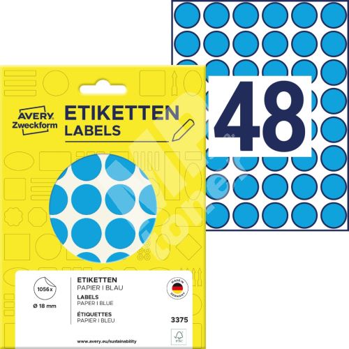 Etikety na ruční popis kolečko průměr 18 mm - modré - 3375 1