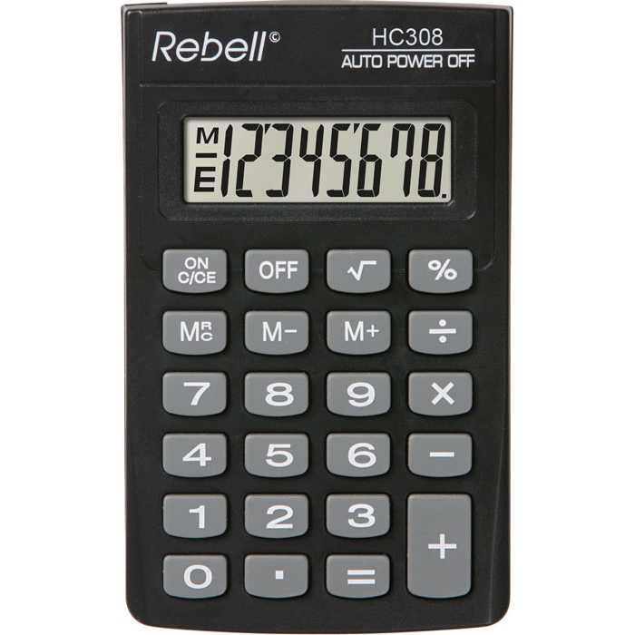 Kalkulačka Rebell RE-HC308 BX, černá, kapesní, osmimístná