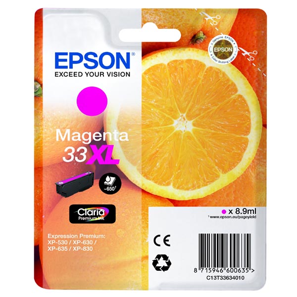 Inkoustová cartridge Epson C13T33634012, Expres. Home XP-530, magenta, 33XL, originál