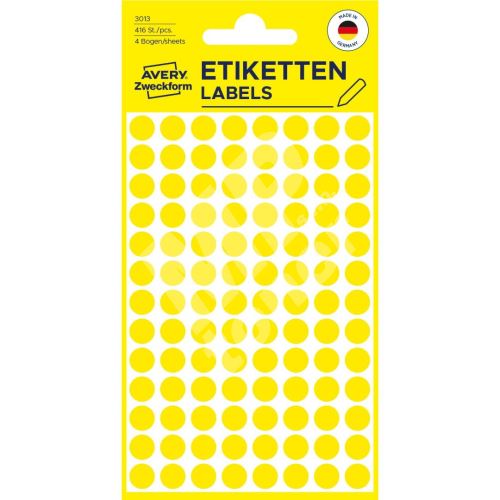 Etikety na ruční popis kolečko průměr 8 mm - žluté - 3013 1