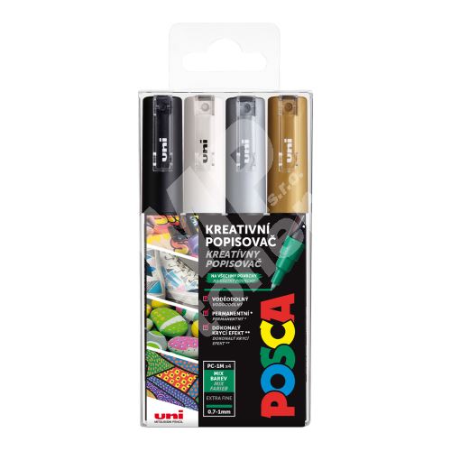Uni Posca PC-1M sada akrylových popisovačů, 4 ks, mix barev 1