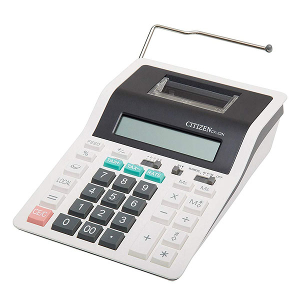 Kalkulačka Citizen CX32N, bíločerná, dvanáctimístná s tiskem, dvoubarevný tisk