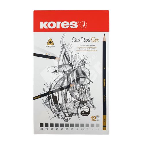 Trojhranné tužky Kores Grafitos set, 12 tužek, různé tvrdosti 1