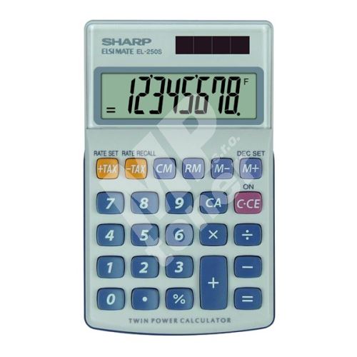 Kalkulačka Sharp EL250S, šedo-modrá, kapesní, osmimístná 1