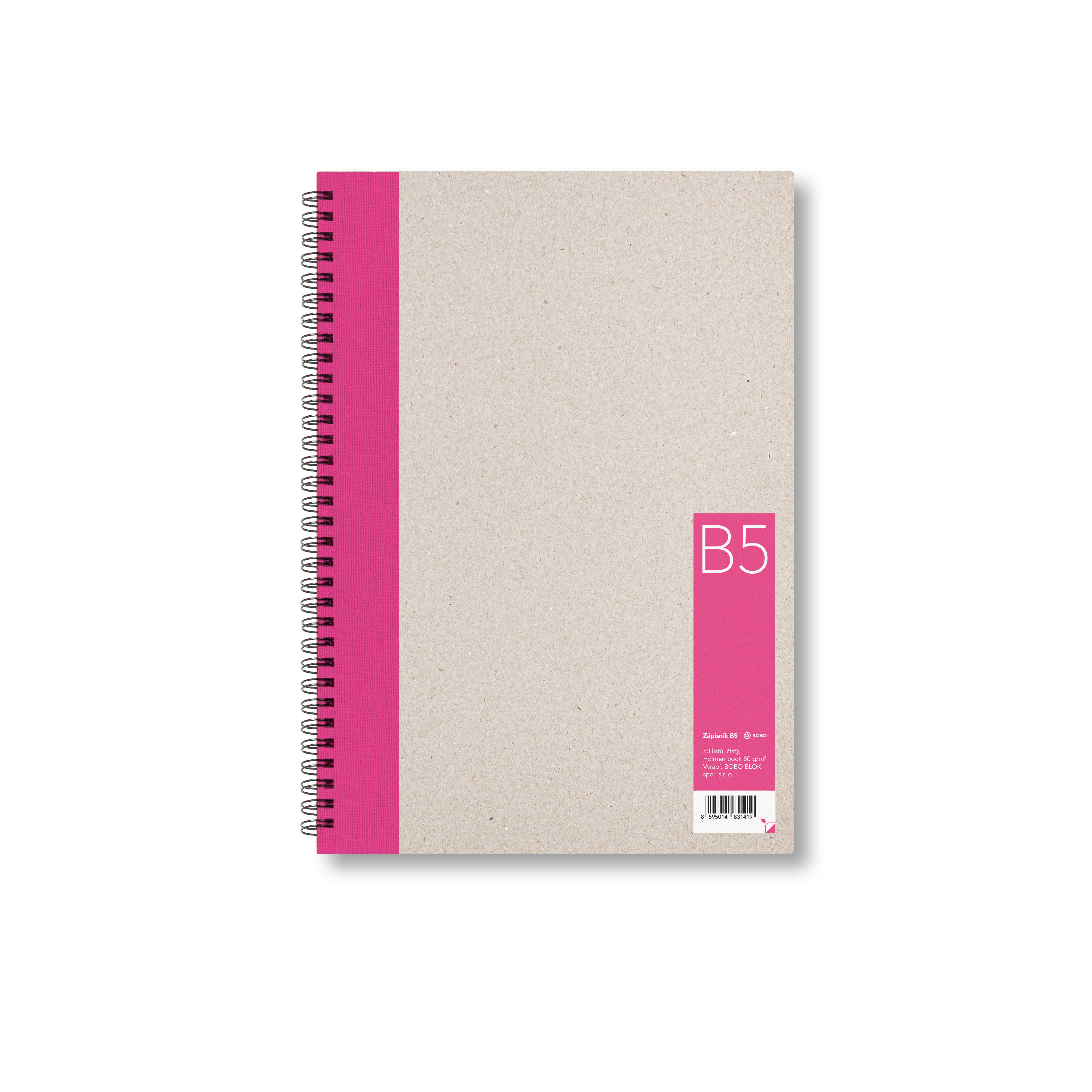 Zápisník Bobo B5, čistý, růžový