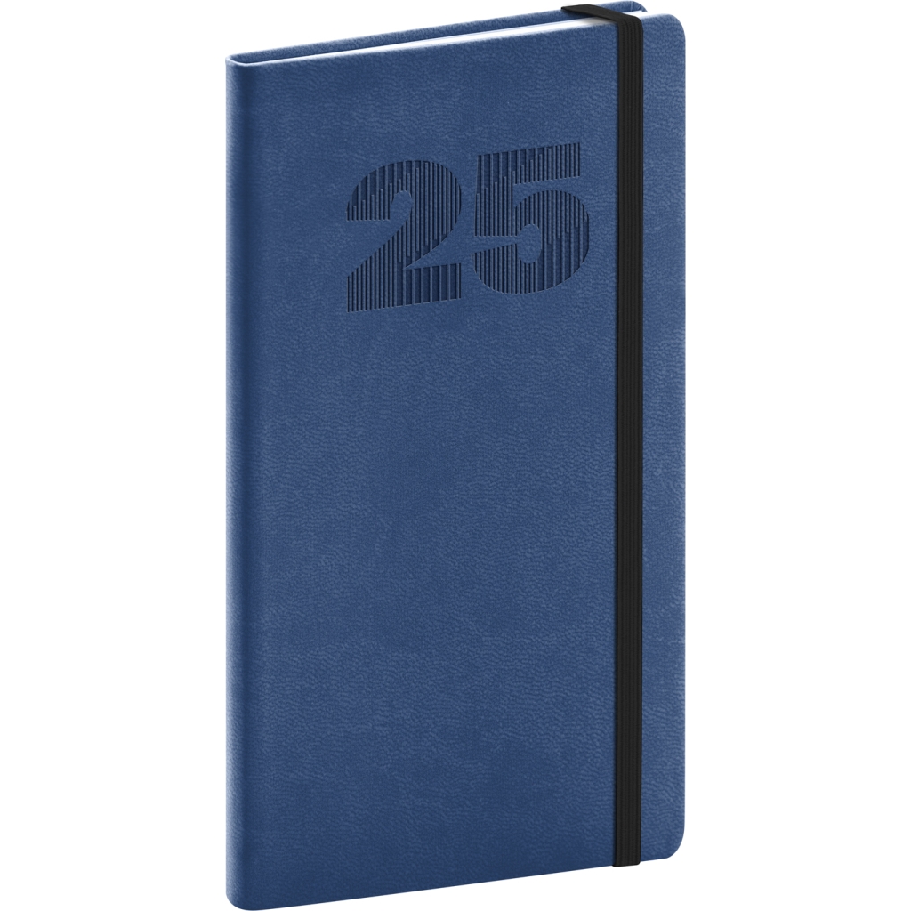 Kapesní diář Notique Vivella Top 2025, modrý, 9 x 15,5 cm