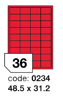 Samolepící etikety Rayfilm Office 48,5x31,2 mm 300 archů, fluo červená, R0132.0234D