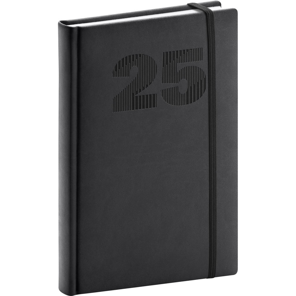 Denní diář Notique Vivella Top 2025, černý, 15 x 21 cm