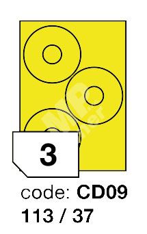 Samolepící etikety Rayfilm Office průměr 113/37 mm 300 archů, fluo žlutá, R0131.CD09D 1
