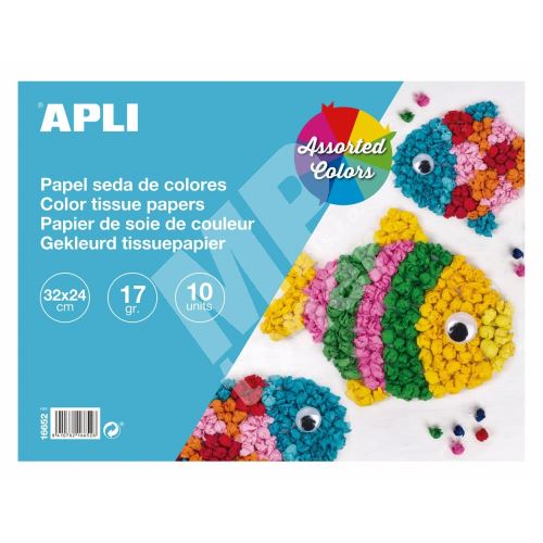 Hedvábný papír Apli, 10 listů, mix barev 1