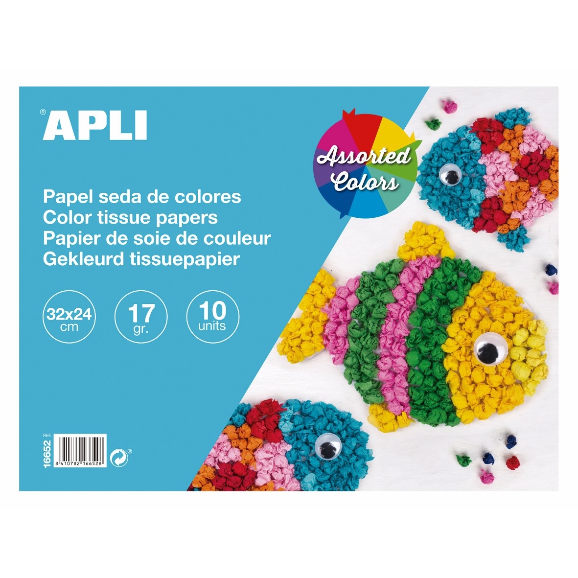 Hedvábný papír Apli, 10 listů, mix barev