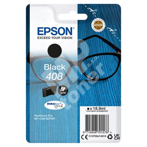Cartridge Epson C13T09J14010, black, 408, originál 1