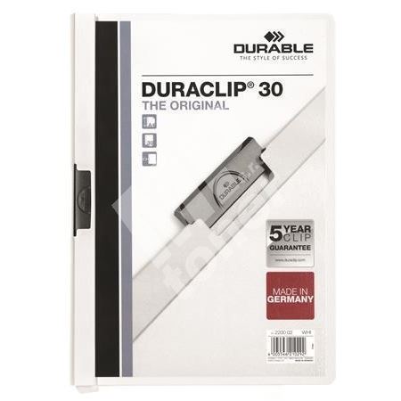 Desky s rychlovazačem DURACLIP® 30, bílá, s klipem, A4, DURABLE 1