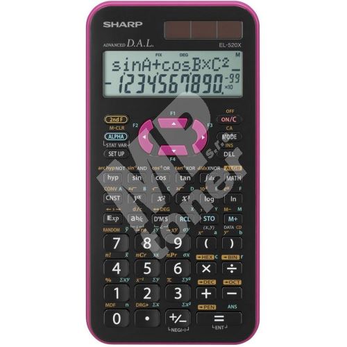 Kalkulačka Sharp EL-520XPK, černo-růžová, vědecká 1