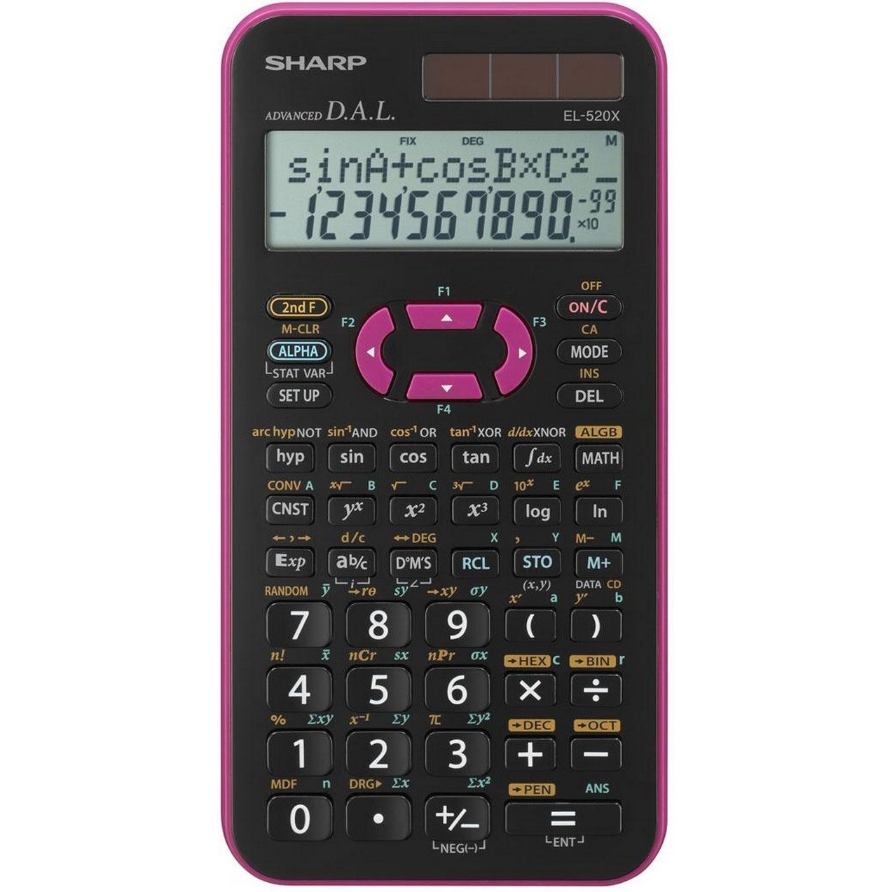 Kalkulačka Sharp EL-520XPK, černo-růžová, vědecká
