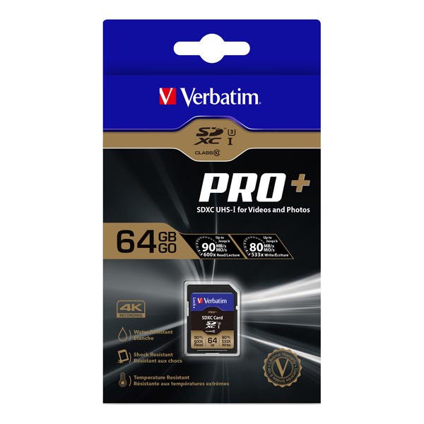 64GB Verbatim U3 Pro+ SDXC, 49197, class 10