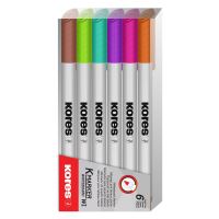 Popisovače Kores K-Marker Whiteboard, sada 6 ks, na tabule, tenký hrot