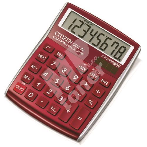 Kalkulačka Citizen CDC80RDWB, červená, stolní, osmimístná 1