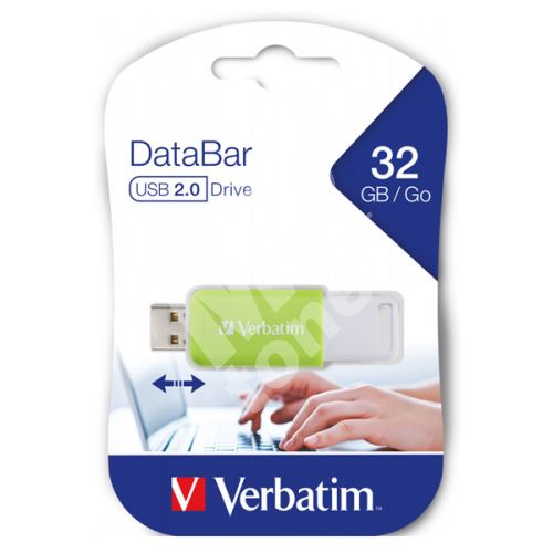 32GB Verbatim DataBar, USB flash disk 2.0, 49454, zelený 1
