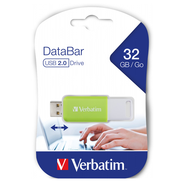 32GB Verbatim DataBar, USB flash disk 2.0, 49454, zelený