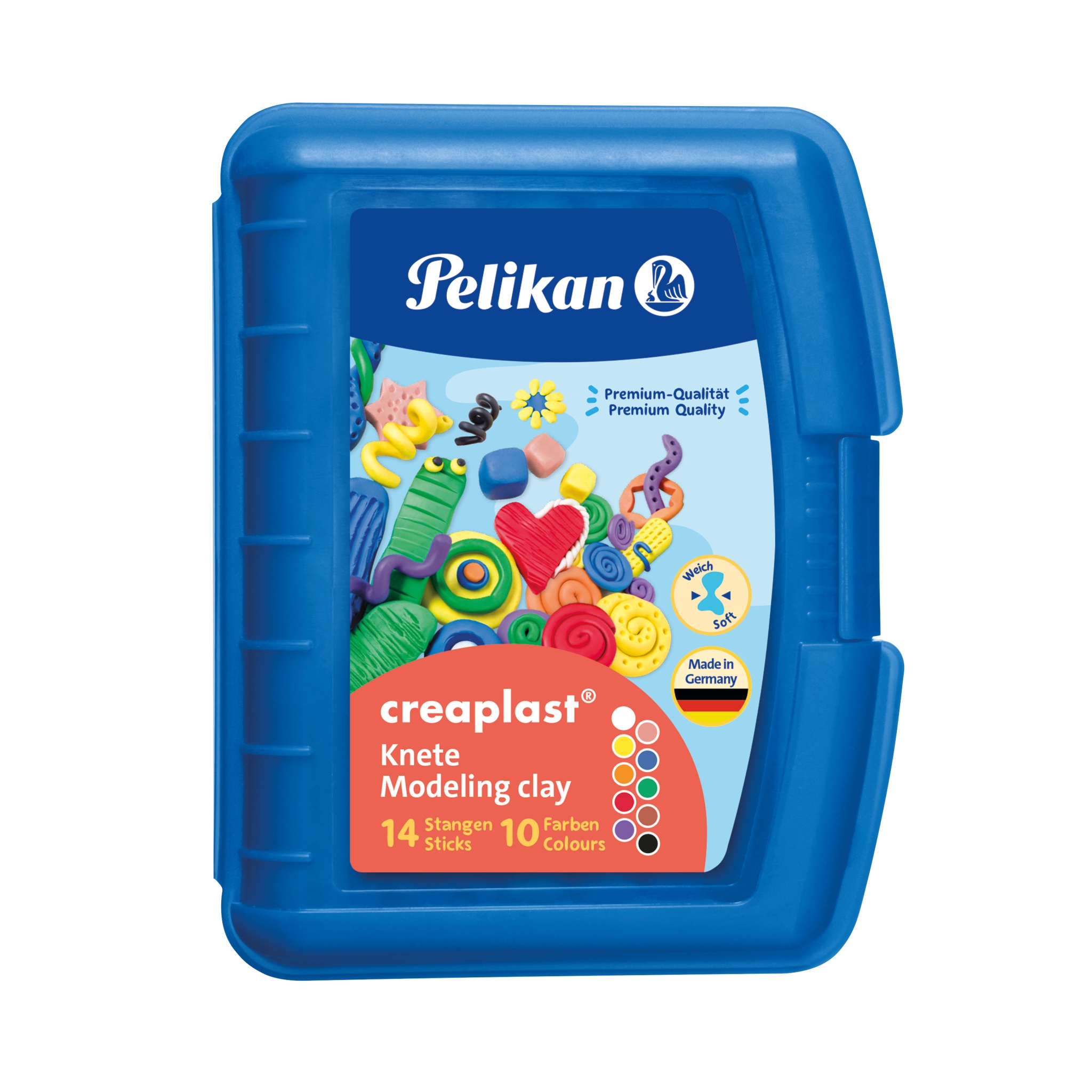 Plastelína Pelikan Creaplast, 10 barev, modrá krabička