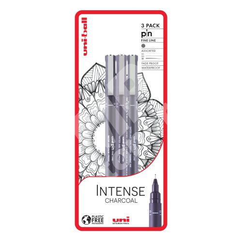 Uni Pin Intense Charcoal sada 3ks linerů, tm. šedá (0,1/0,5/štětec) 1