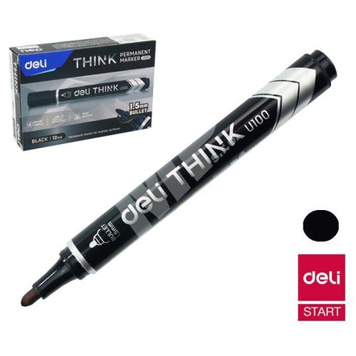 Popisovač Deli EU10020 černý kulatý permanent (8566) 1