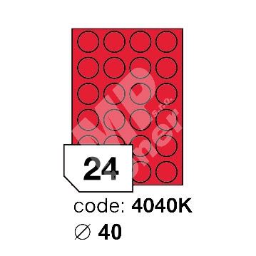 Samolepící etikety Rayfilm Office průměr 40 mm 100 archů, fluo červená, R0132.4040KA 1