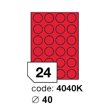 Samolepící etikety Rayfilm Office průměr 40 mm 300 archů, fluo červená, R0132.4040KD