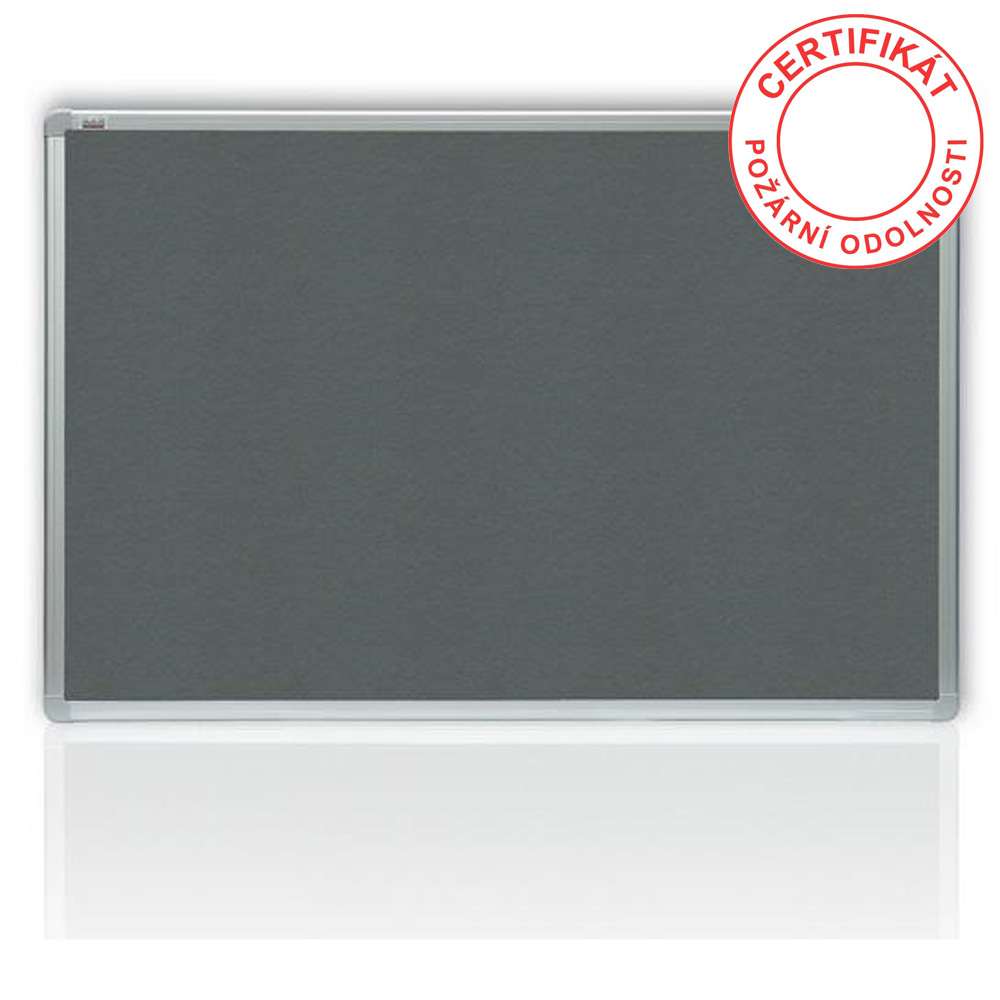 Tabule filcová 90 x 120 cm, hliníkový rám, šedá