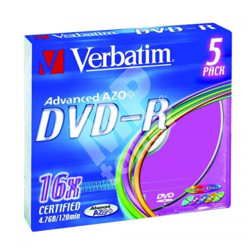 Verbatim DVD-R, DataLife PLUS, 4,7 GB, Colour, slim box, 43557, 16x, 5-pack 1