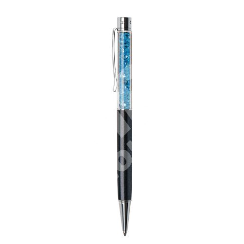 Kuličkové pero Art Crystella, Swarovski Crystals, černá, aqua modrý krystal 2