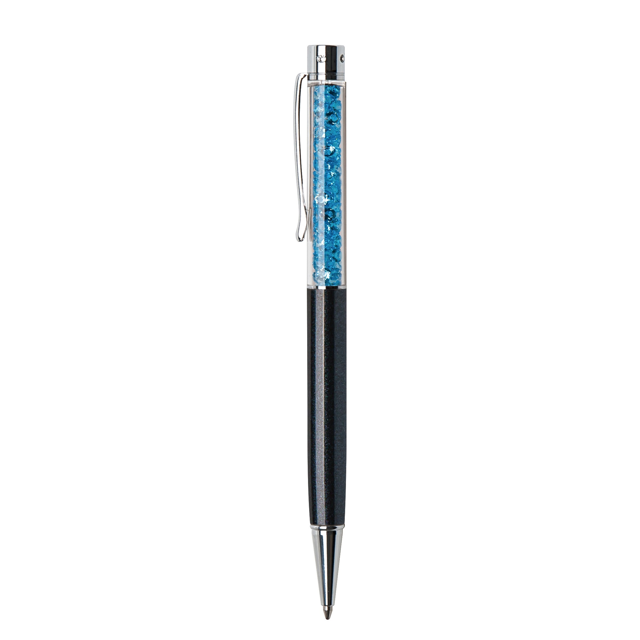 Kuličkové pero Art Crystella, Swarovski Crystals, černá, aqua modrý krystal
