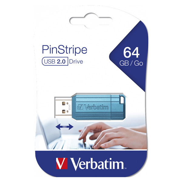 64GB Verbatim Store'n'Go PinStripe, USB flash disk 2.0, 49961, modrý