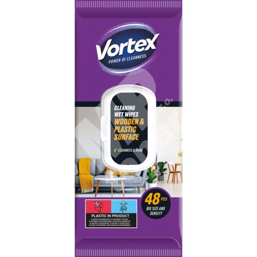 Vortex vlhčené čisticí ubrousky na dřevo a nábytek, 48 ks 1