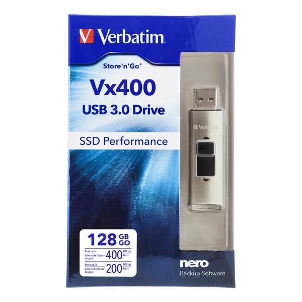 128GB Verbatim Vx400, USB flash disk 3.0, 47690, stříbrná