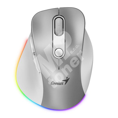 Myš Genius Ergo 9000S Pro, bezdrátová, optická, bílo-stříbrná 1