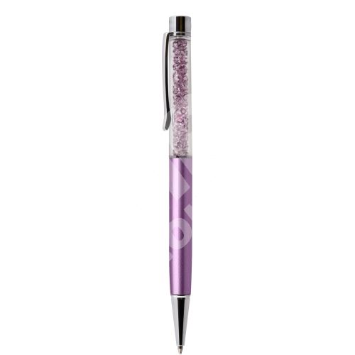 Kuličkové pero Art Crystella, světle purpurová s krystaly Swarovski, 14cm 2