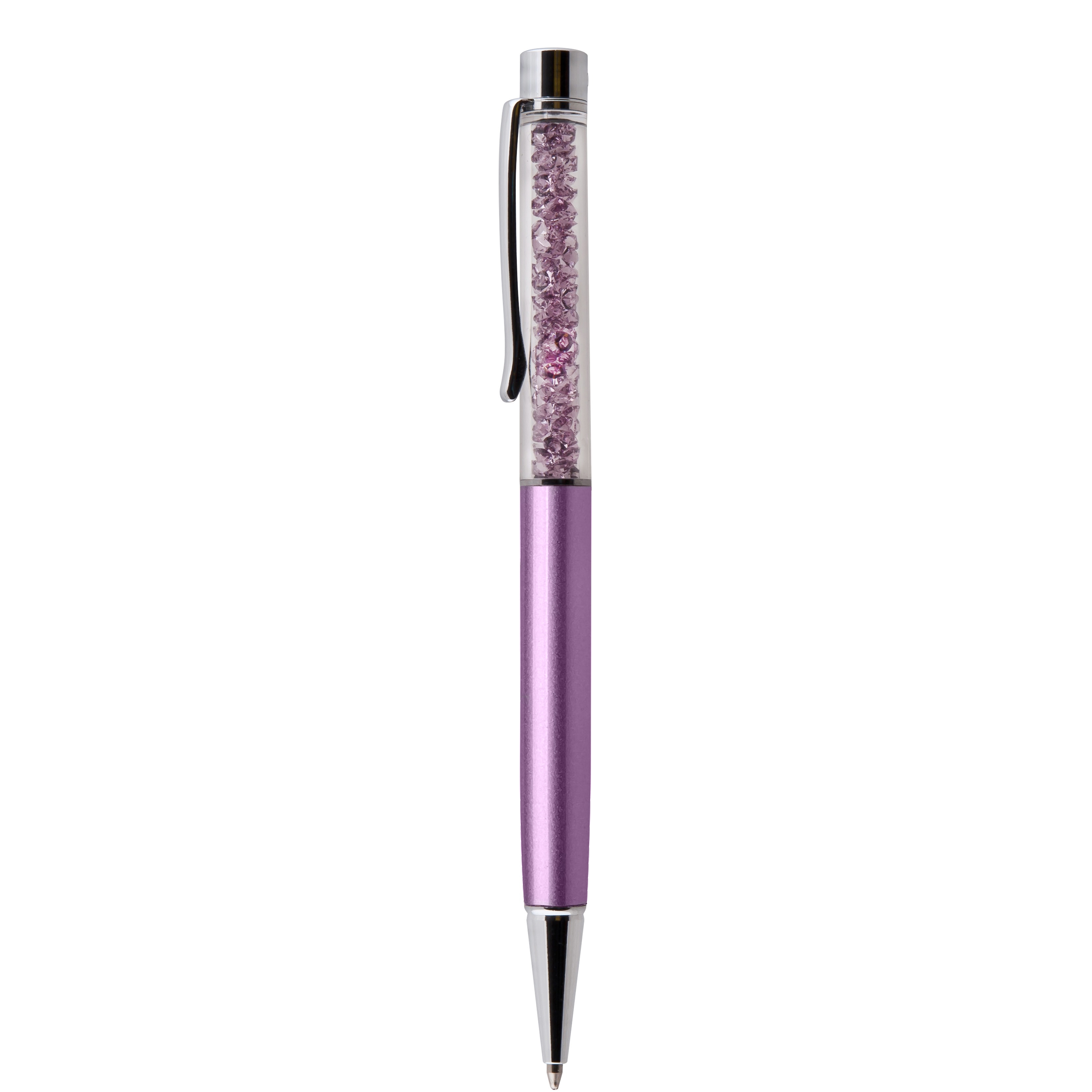 Kuličkové pero Art Crystella, světle purpurová s krystaly Swarovski, 14cm