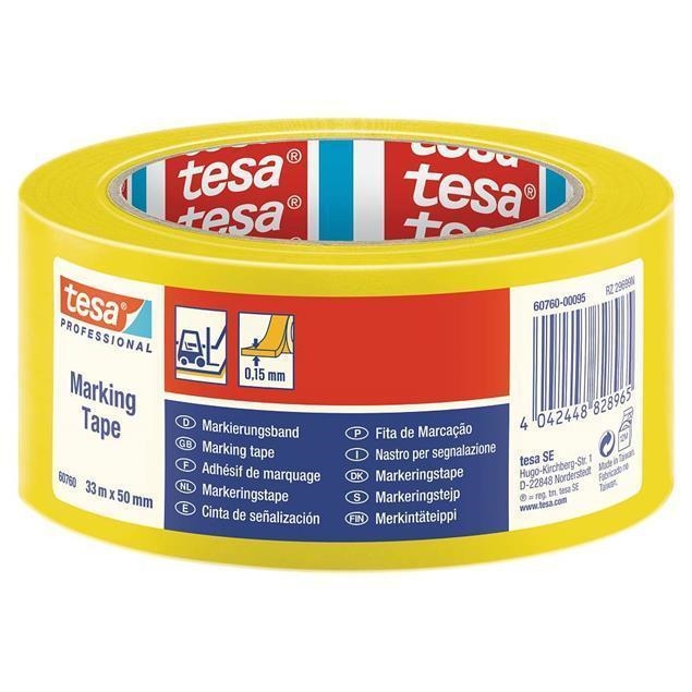 Vyznačovací páska na podlahy Tesa Professional, 50 mm x 33 m, žlutá