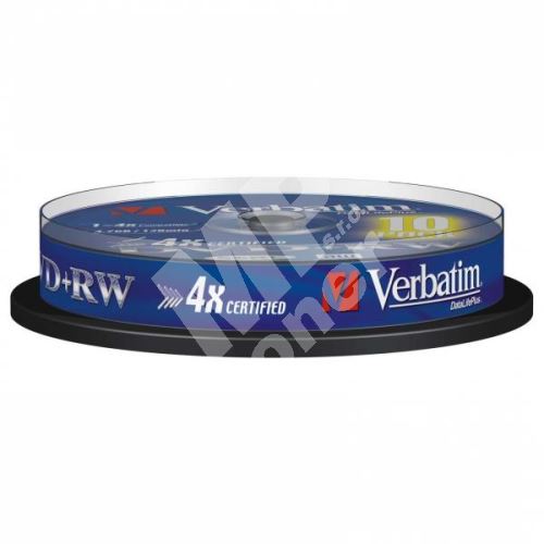 Verbatim DVD+RW, DataLife PLUS, 4,7 GB, Scratch Resistant, cake box, 43488, 1-4x, 1