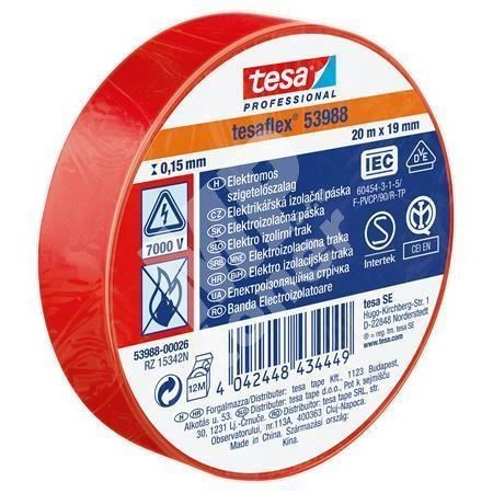 Izolační páska Professional, červená, 19 mm x 20 m, Tesa 2