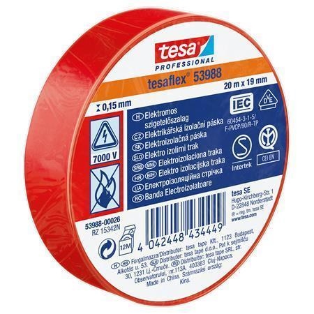 Elektroizolační páska Tesa Professional, 19 mm x 20 m, červená