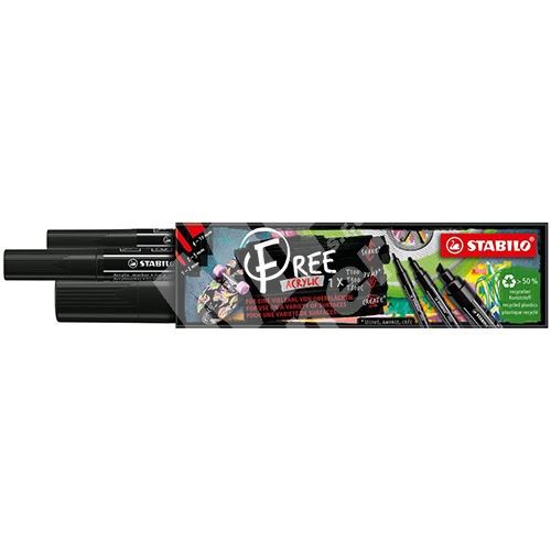 STABILO FREE Acrylic akrylový popisovač 1xT100, 1xT300, 1xT800C, sada 3 ks 1