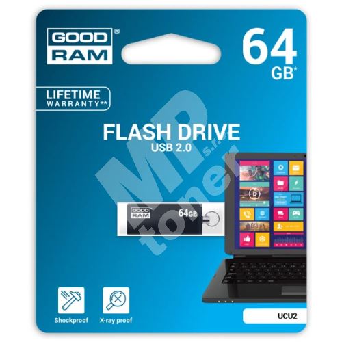 Goodram USB flash disk 2.0, 64GB, UCU2, černý, UCU2-0640K0R11 1