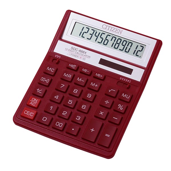 Kalkulačka Citizen SDC888XRD, červená, stolní, dvanáctimístná
