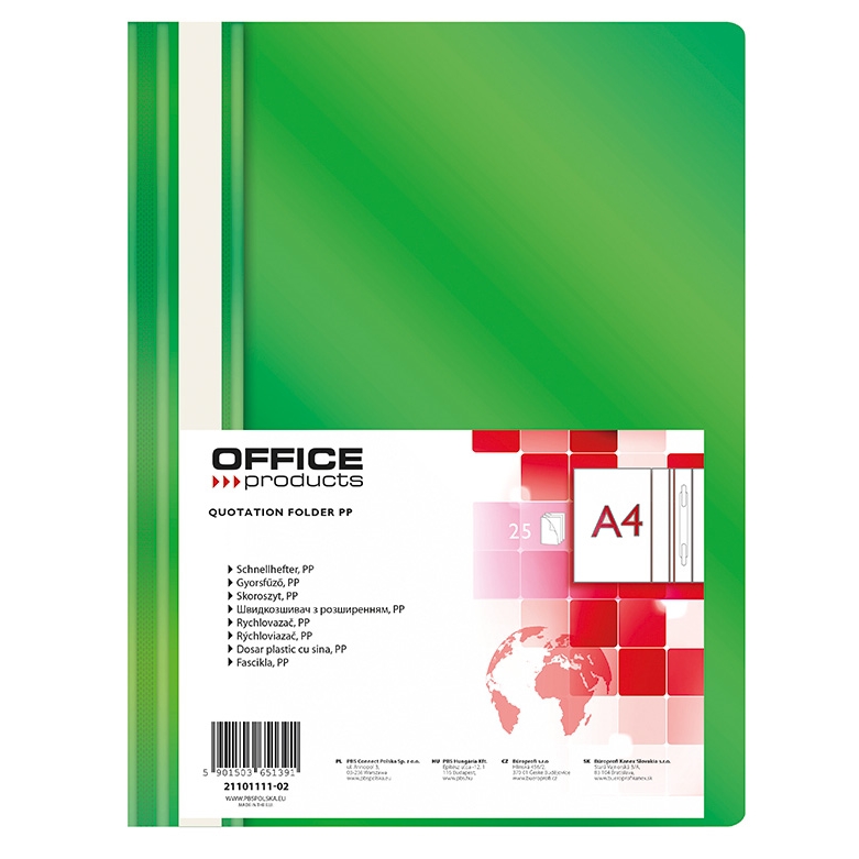 Rychlovazač Office A4, PP, 100/170 mic, zelený
