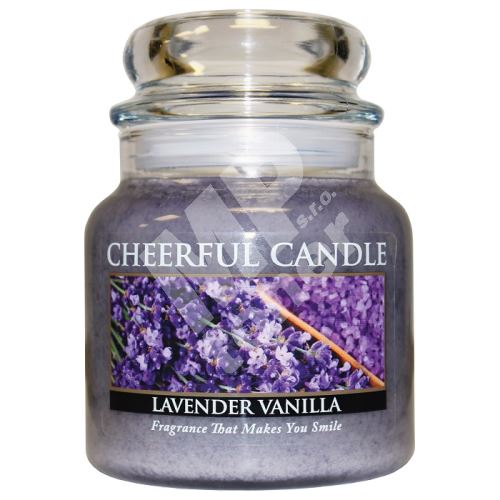 Cheerful Candle Vonná svíčka ve skle Levandule a Vanilka - Lavender Vanilla, 16oz 1