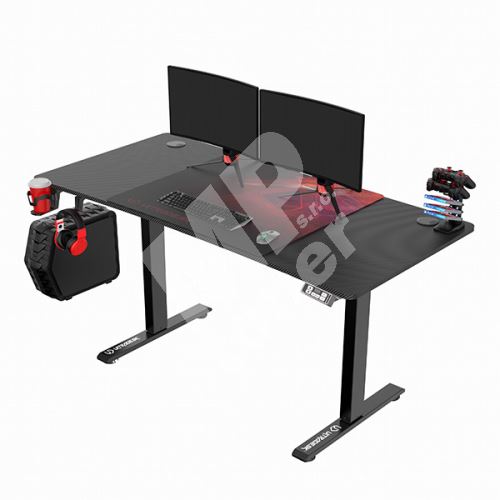 Herní stůl Ultradesk Level V2 Red, 140x68x2-117cm, elektricky nastavitelná výška 1