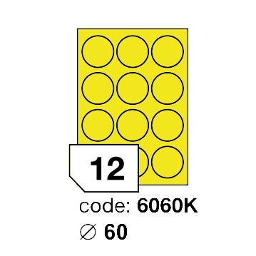 Samolepící etikety Rayfilm Office průměr 60 mm 300 archů, fluo žlutá, R0131.6060KD